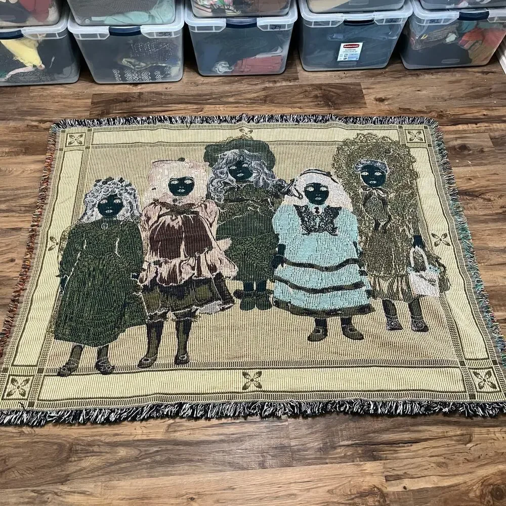 Chatham Vintage Collectors Porcelain Dolls Woven Throw Blanket